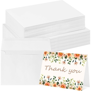 Cartes de remerciement avec enveloppes, cartes en papier aquarelle, cartes postales vierges pliables pour salutations, mariages, anniversaires, cartes de remerciement - Product Image 1