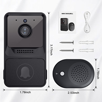 Caméra de sonnette vidéo domestique sans fil WiFi Audio bidirectionnel Alimentée par batterie avec interphone vidéo et application Android/iOS