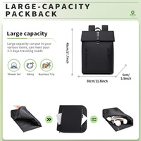 Sac à dos pour ordinateur portable avec logo personnalisé, 15,6 pouces, extensible, 25 L, fermeture à enroulement, pour le travail, les voyages, les affaires, les étudiants universitaires