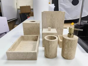 Ensembles de pierre d'hôtel 36*38 CM accessoires de salle de bain en travertin pour bain d'hôtel - Product Image 2