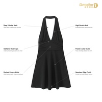 Robe mini dos nu à col licou pour femme, en polyester, sans manches, coupe trapèze, couleur unie, style pull, streetwear tendance, vente en gros