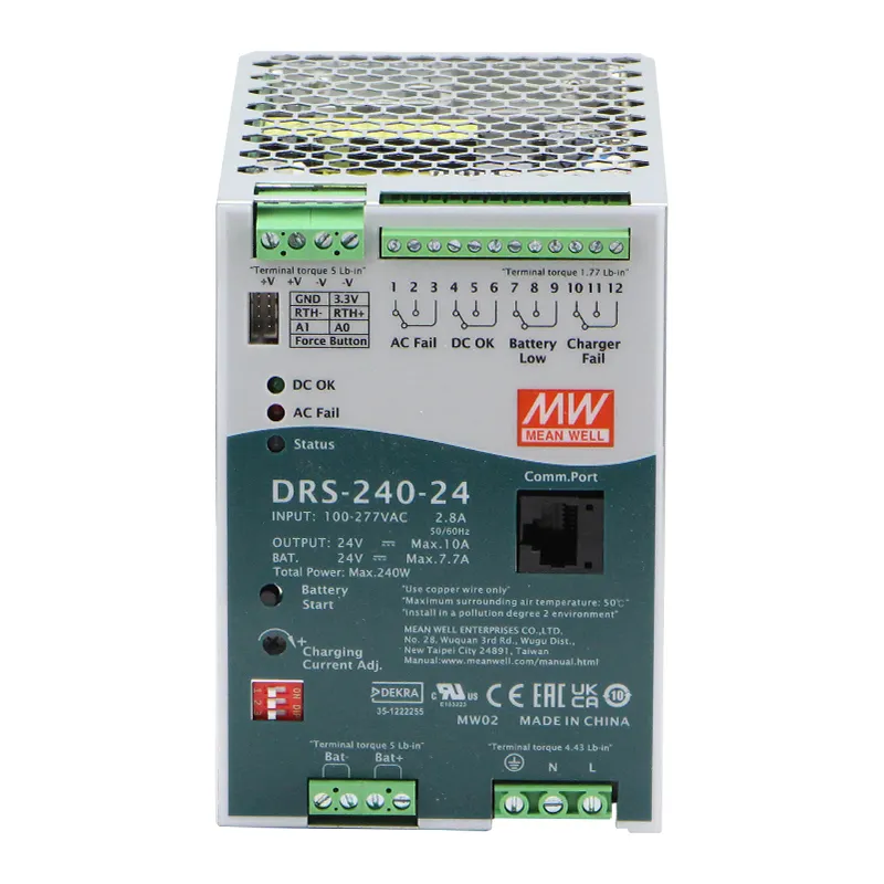 Meanwell DRS-240 AC DC Din Rail Type Security Power Supply 240W 12V 24V 36V 48V Led Emergency Lighting Industrial Power Supplies