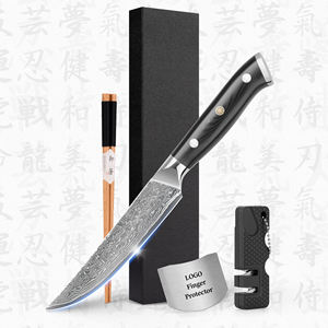 10% de descuento en mango de Pin de mosaico G10 negro, cuchillo profesional de acero de <span class=keywords><strong>Damasco</strong></span> de 5 pulgadas, juegos de cuchillos para carne de mesa con núcleo de acero VG10 - Product Image 1
