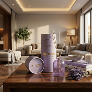 Aikun Premium 100ml Matte <b>Bottle</b> Relax IP16 Formula Lavender Reed <b>Diffuser</b> Gift Set With Beautiful Box For Living Room Scent - Product Image 1