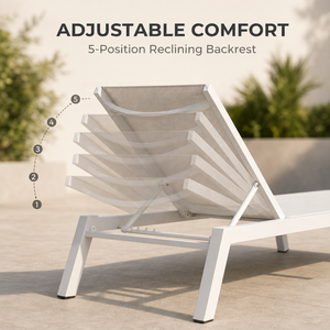 Chaise longue d'<span class=keywords><strong>extérieur</strong></span> moderne en <span class=keywords><strong>aluminium</strong></span>, 5 positions réglables, résistante aux UV, anti-rouille, pliable, pour piscine et jardin - Product Image 4