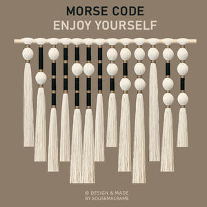 Eouse Nouveau design Macramé MossCode Tentures Murales Multiples Signification, Or Noir Morsecode Boho Tenture Murale Décorations - Product Image 6
