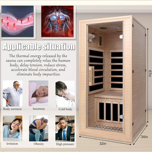 <span class=keywords><strong>Sauna</strong></span> Modular Interior Personalizada, Mini <span class=keywords><strong>Sauna</strong></span> Seca de Madera de Hemlock para 1 Persona, con Infrarrojos Lejanos, para el Hogar - Product Image 5