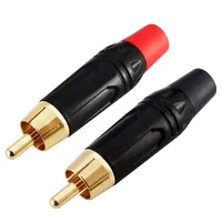 Conectores RCA, Adaptador de Cable Coaxial, Conector de Audio Dorado Macho sin Soldadura, Conector de Altavoz, Sonido Musical