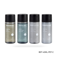 Articles de toilette jetables légers et multi-usages pour hôtel, flacon de 40 ml format voyage, shampoing PET, Airbnb, hôtel, motel, articles de toilette pour invités