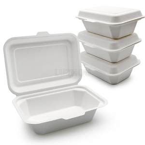 Food Box Food 600ml Greaseproof Microwavable Bagasse Biodegradable Sandwich Togo Container Take Away Food Packaging Paper Bento Lunch Box
