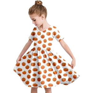 Milk Silk Printed Girls Twirl Dress Short Sleeve Round Neck Kids <b>Swing</b> <b>Skirt</b> Fall Children Casual Princess Dress - Product Image 2