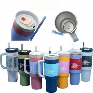 Customized Logo 40oz Double Wall Stainless Steel Vacuum <b>Insulated</b> Travel <b>Mug</b> with Leakproof Handle Lid for Coffee and Car Use - Product Image 1