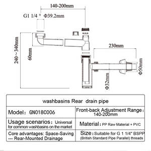 WaiiHO 026 Sistema de Desodorización Clásico y Elegante para Drenaje Empotrado en Pared, Sello de Agua en U de PP con Tramantamiento de Olores - Product Image 2