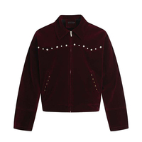 Blazer de style américain avec col rabattu, orné de perles et de rivets. Nouvelle veste ample tendance de marque.