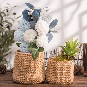 Handmade Cotton Rope Crochet <b>Storage</b> <b>Basket</b> Round Desktop Plant Pot Decor Cosmetic Organizer Woven <b>Baskets</b> Shandong - Product Image 3