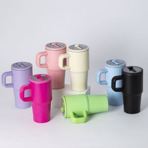 Nueva Tendencia: Taza de Viaje de Acero Inoxidable de Doble Pared de 20oz, Aislada al Vacío, con Asa y Popote, Portátil para Portavasos de Coche - Product Image 6