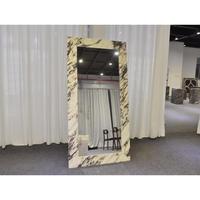 Miroir sur pied mural de grande taille en marbre Calacatta Viola avec cadre, miroir de maquillage personnalisé pour la décoration du corps