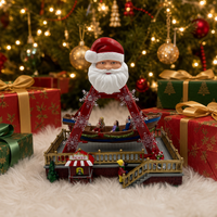 Village de Noël Melody en plastique, bateau pirate du Père Noël avec lumière LED, ornement de table, décoration de Noël pour la maison, cadeau de Noël