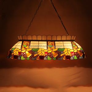 Lustre rectangulaire Tiffany de style européen de 42 pouces avec motif de fruits en verre teinté pour salle à manger, hôtel, décoration d'éclairage - Product Image 4