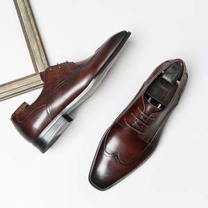 Chaussures d'affaires haut de gamme en cuir véritable souple, style Oxford décontracté et formel, semelle plate antidérapante, lacets, chaussures pour hommes tendance - Product Image 5