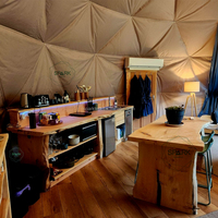 Tentes dôme géodésiques de glamping avec salle de bain, façade vitrée ronde pour hôtels et maisons