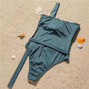 FYA1239 europeo de una sola pieza traje de baño de Color sólido Sexy <span class=keywords><strong>uno</strong></span>-hombro de la mujer bikinis y Bañadores - Product Image 4