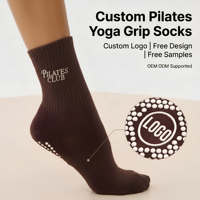 Chaussettes de yoga et de Pilates en coton peigné avec logo personnalisé, antidérapantes, pour femmes, design gratuit