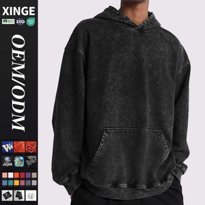 Sudadera de Invierno de Alta Calidad, Tejida, de 500 g/m², con Lavado Ácido, Estilo Desgastado, Oversize, Corta, 100% Algodón, con Bolsillo para Letras Personalizadas - Product Image 2