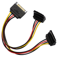 Serial ATA SATA 15 Pin macho a 2 divisor hembra adaptador HDD IDE divisor convertidor Molex HDD cable en ángulo recto de alimentación sata