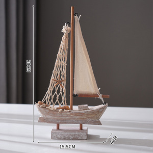 Vente en gros d'ornements naturels Huaqi modèle de <span class=keywords><strong>bateau</strong></span> de yacht de voilier en <span class=keywords><strong>bois</strong></span> méditerranéen pour la décoration de bureau - Product Image 2