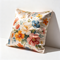 Échantillon Gratuit Coussin Décoratif Personnalisable en Microfibre Tricotée avec Motifs Floraux Imprimés et Logo 16x16 Pouces (35x35 CM)