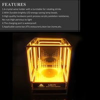 Présentoir à vin en acrylique éclairé par LED Présentoir à bouteilles d'alcool Présentoir à bouteilles cube rotatif pour discothèque Présentateur de bouteilles