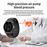 Montre connectée intelligente V110 avec pompe à air OEM pour petites séries, surveillance médicale précise BPO2, ECG+PPG, écran en verre trempé et fonction SOS