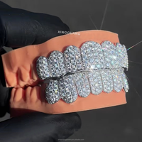 Grillz Hip Hop en or rose, argent sterling 925, serti de diamants Moissanite de couleur D VVS pour les dents