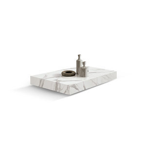 Dining <b>Table</b> White Statuary <b>Marble</b> <b>Top</b> Metal Base Indoor Use - Product Image 3