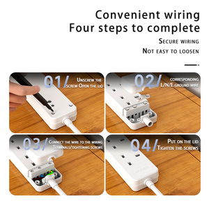 UK Standard BS1363 Socket Convenient Wiring Any Length at Home 850 Degree PP Cover Indicator Light <strong>Tabletop</strong> AC Extension Lead - Product Image 3