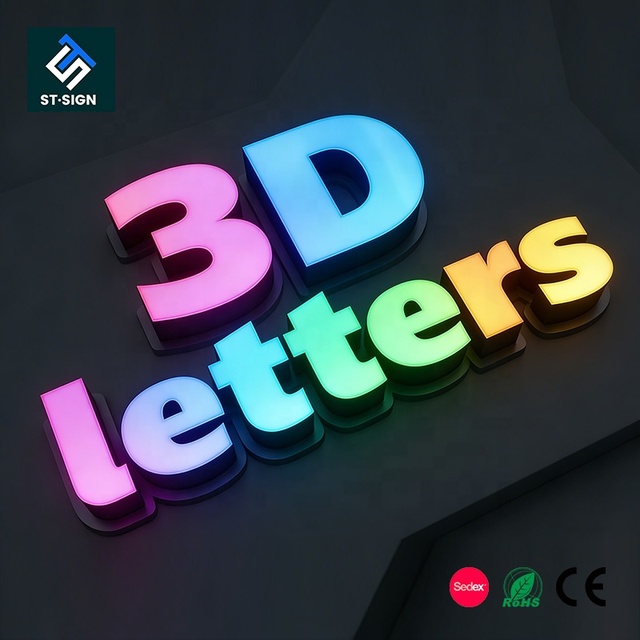 Custom Word Letter 3D LED Lighted Digital Store Sign Bar Outdoor RGB Full Color Changing Letters Advertising Companies