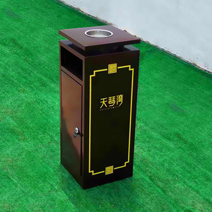 Outdoor scenic area shopping mall trash cans, single <b>bins</b>, park square litter <b>bins</b>, bronze-colored sanitation trash cans, - Product Image 2