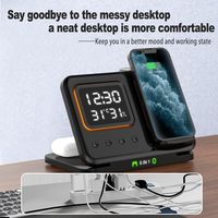 Meest Verkopende Product 2024 Multifunctionele Opladers Draagbare Krachtcentrale 5 In 1 Nacht Licht Wekker Telefoon Oplader Voor Horloge