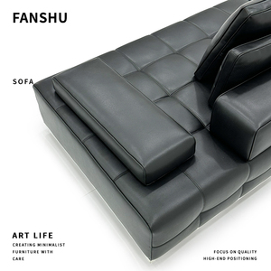 Full Leather Genuine Italian Minimalist Customizable Set Lawrence With <b>Sponge</b> Filling <b>for</b> Living Room 05 Lawrence Genuine L - Product Image 3
