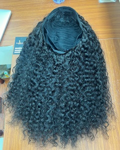 Perruque bouclée mi-tête avec cordon de serrage, 100 % cheveux humains indiens bruts, sans colle, ajustable et respirante, style <span class=keywords><strong>pixie</strong></span> bouclé - Product Image 6