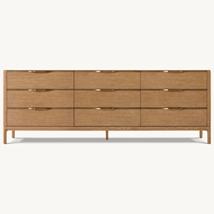 Meuble de chambre à coucher moderne, artisanal, nordique, en bois, commode double avec 9 tiroirs, meubles en bois faits à la main - Product Image 1