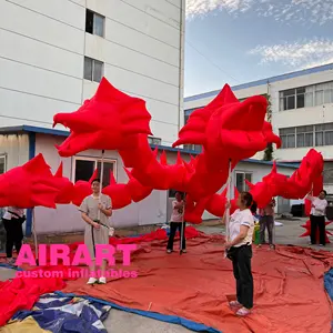 Feliz ano novo inflável dragão fantoche, vermelho inflável animais mascote fantoche