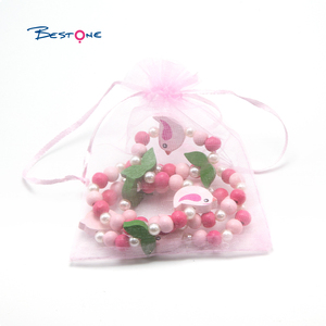 Ensemble de bijoux pour enfants prêt à être expédié, <span class=keywords><strong>perles</strong></span> <span class=keywords><strong>en</strong></span> <span class=keywords><strong>bois</strong></span> de couleurs mélangées, collier et bracelet pour enfants et filles - Product Image 5