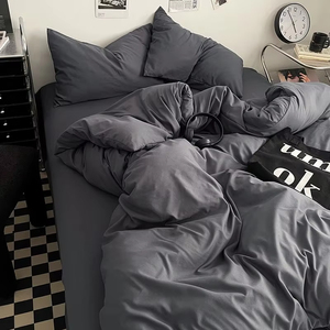 Set di biancheria da letto di alta qualità <span class=keywords><strong>copripiumino</strong></span> tinta unita per ragazze ragazzi <span class=keywords><strong>singolo</strong></span> Full Size semplice copertura trapunta con federa foglio - Product Image 6