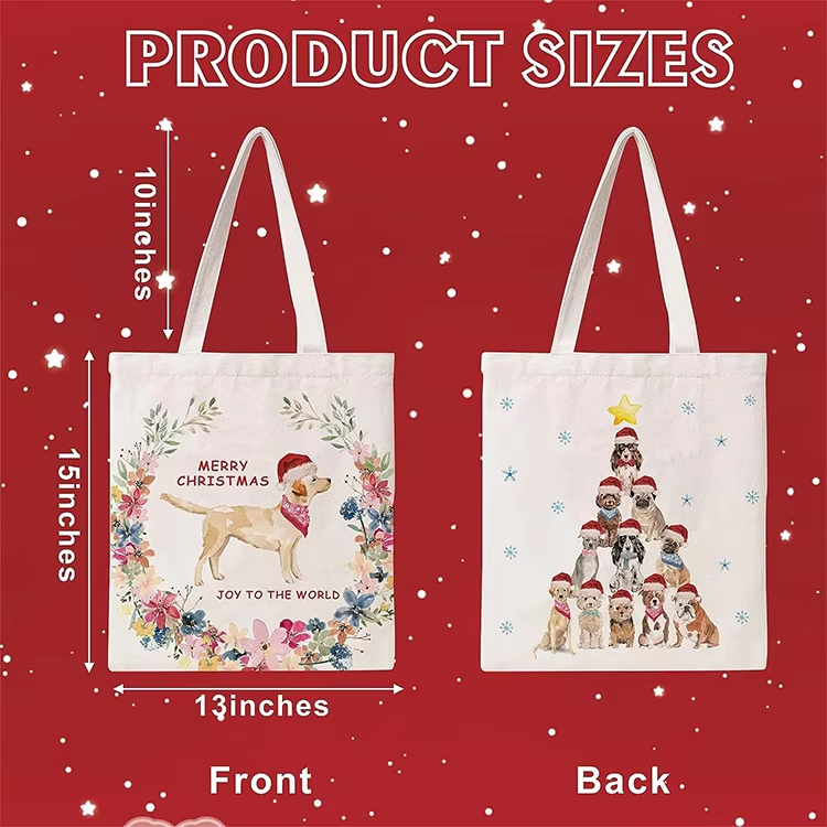 Custom Logo Cheap Plain Recycled Christmas Cotton Eco Friendly Canvas Cotton Shopping Tote Bag