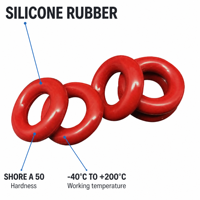 Joint torique en silicone rouge, section transversale de 2,65 mm, ID 3-260 mm, joint d'étanchéité en caoutchouc VMQ, tailles métriques