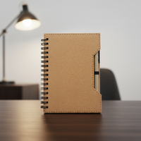 Carnet à spirales en kraft personnalisé avec notes adhésives et stylo, cadeau promotionnel pour les événements