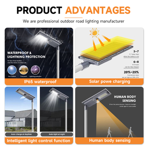 Lampadaire <span class=keywords><strong>solaire</strong></span> LED intelligent Gaocheng en aluminium pour extérieur avec alimentation intégrée DC et éclairage amélioré par batterie - Product Image 3