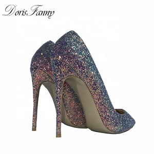 Wholesale Price Summer Autumn Purple <b>Glitter</b> Pointed Toe Sexy Ladies Stiletto High Heels <b>Shoes</b> Breathable Large Size Women Pumps - Product Image 5